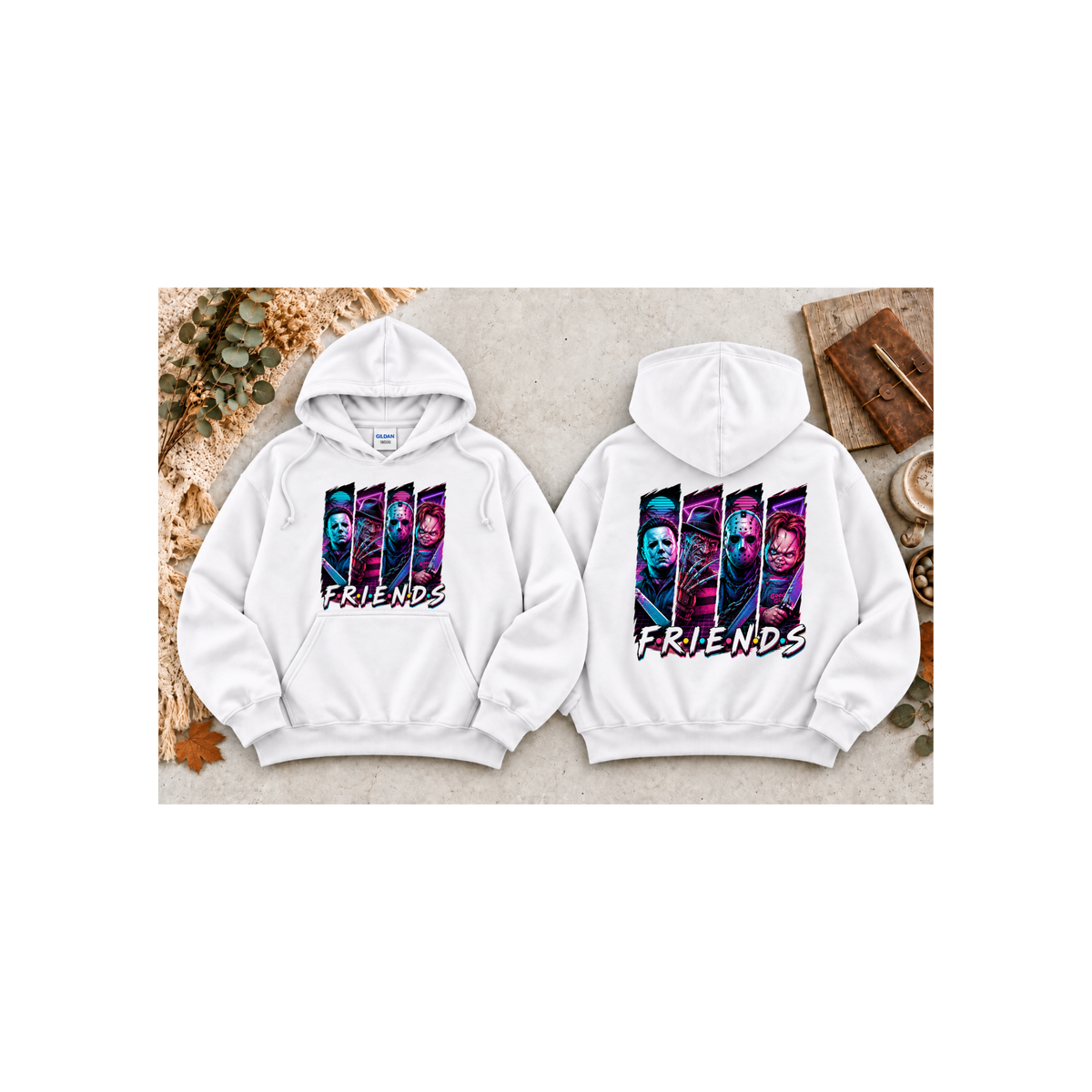 Horror Icons "Friends" Hoodie (Front & Back Design)