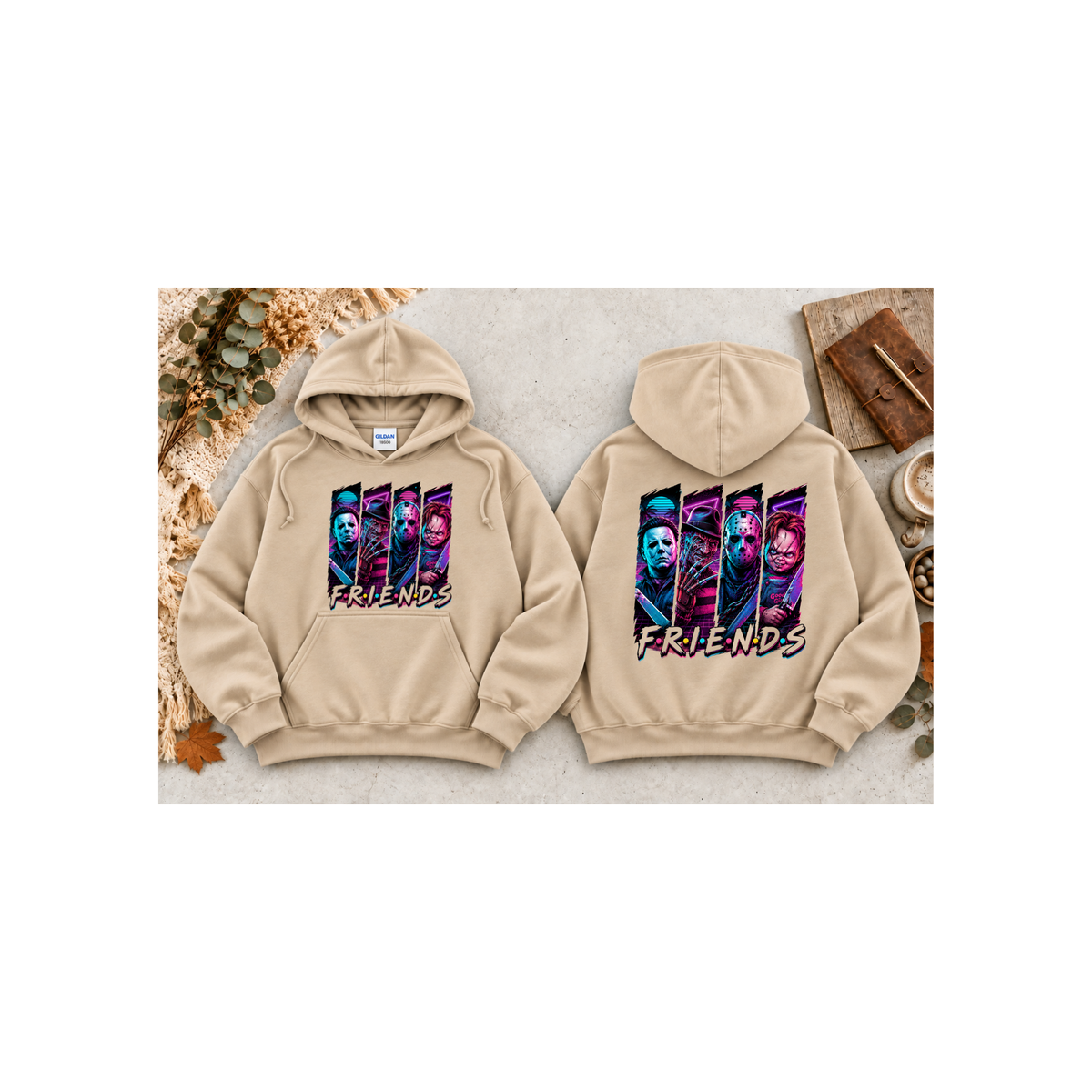 Horror Icons "Friends" Hoodie (Front & Back Design)
