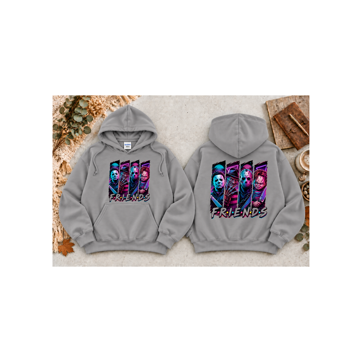 Horror Icons "Friends" Hoodie (Front & Back Design)