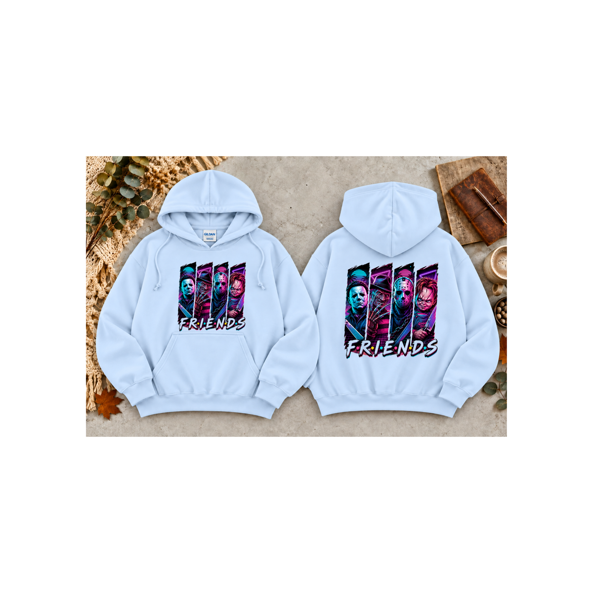 Horror Icons "Friends" Hoodie (Front & Back Design)