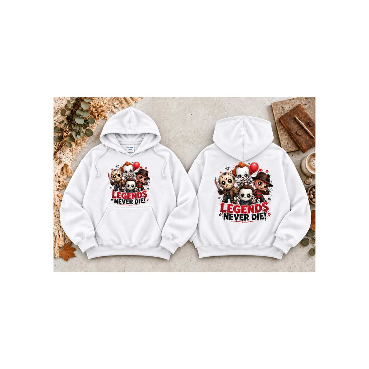 Horrors Icon “Legends Never Die” Graphic Hoodie (Front & Back Design)
