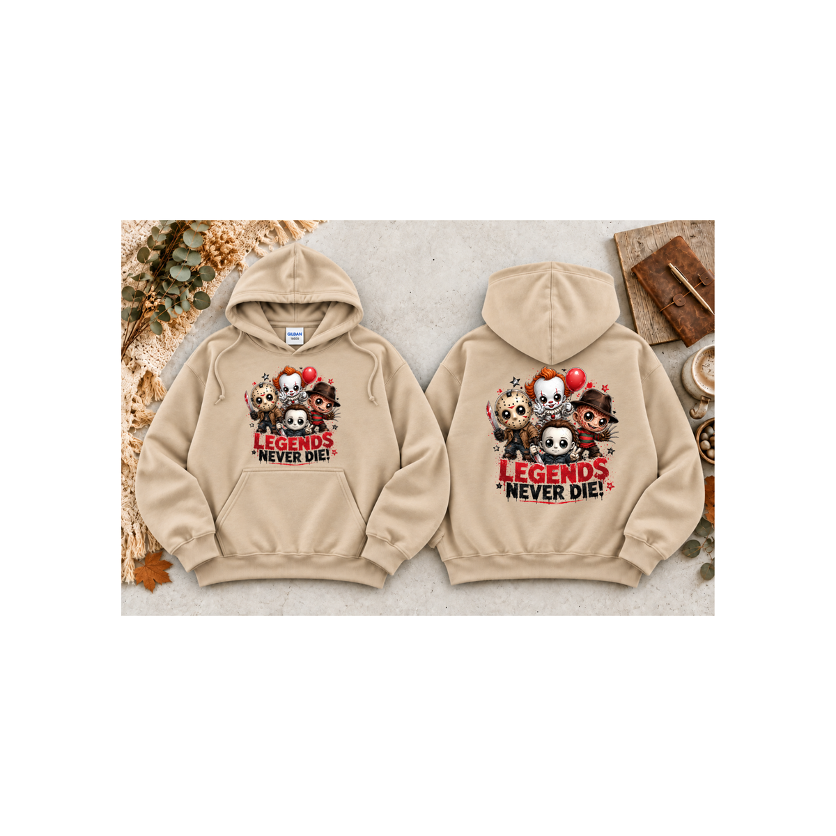 Horrors Icon “Legends Never Die” Graphic Hoodie (Front & Back Design)