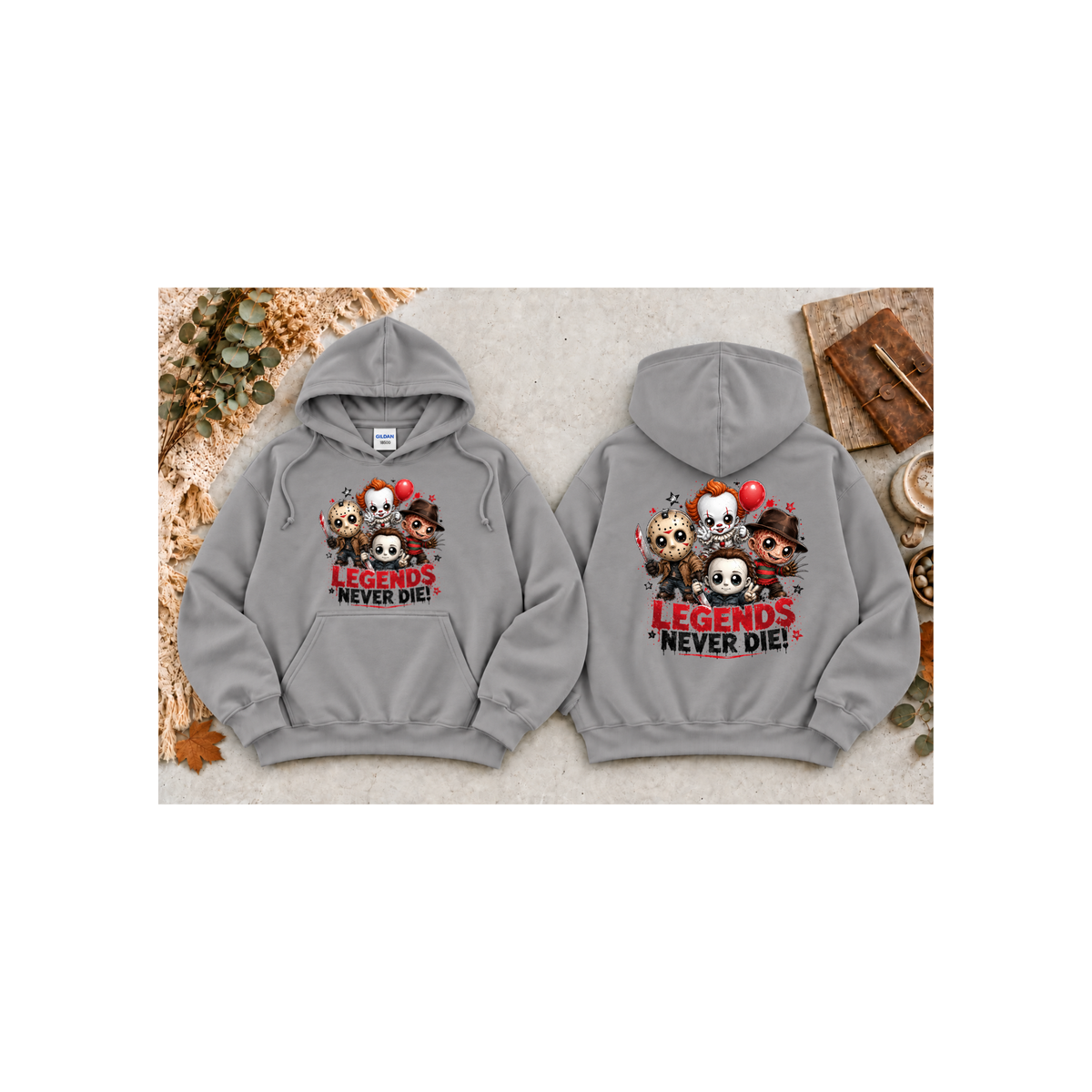 Horrors Icon “Legends Never Die” Graphic Hoodie (Front & Back Design)