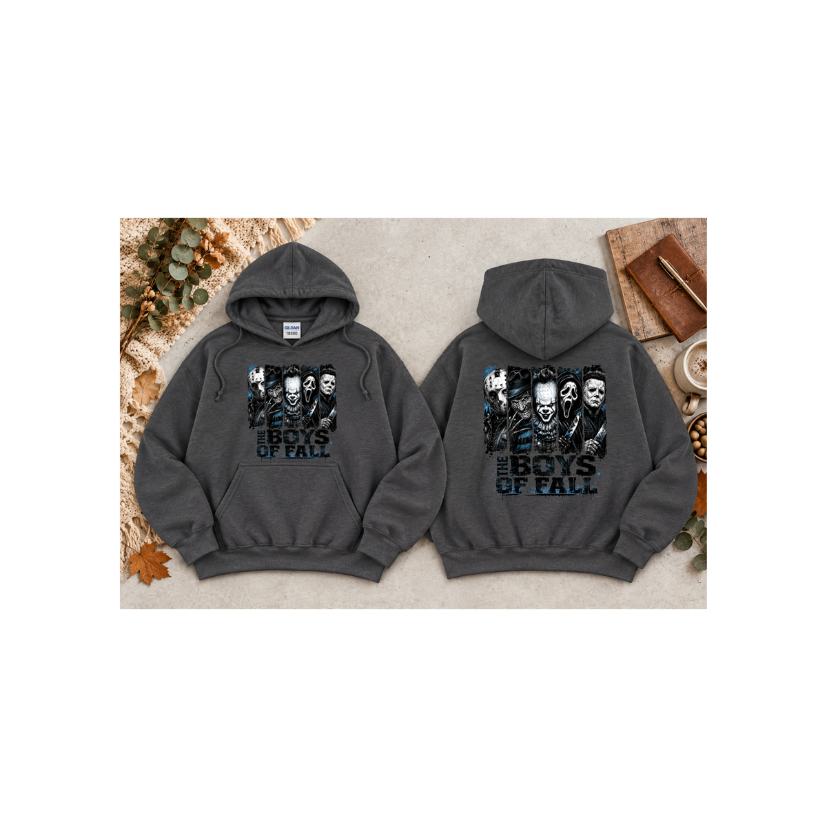 Horror Icons "The Boys of Fall" Hoodie (Front & Back Design)