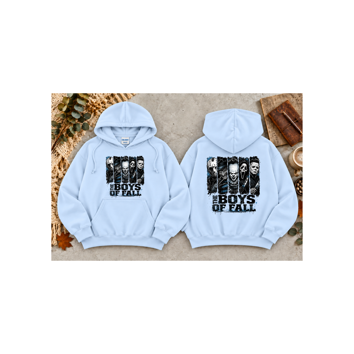 Horror Icons "The Boys of Fall" Hoodie (Front & Back Design)