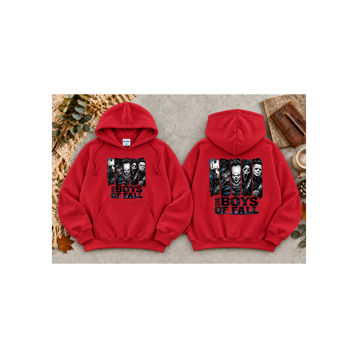 Horror Icons "The Boys of Fall" Hoodie (Front & Back Design)