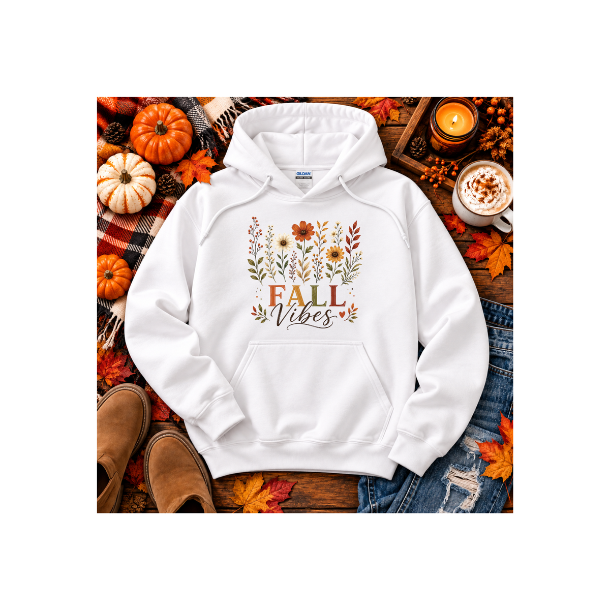 Fall Vibes Floral Hoodie