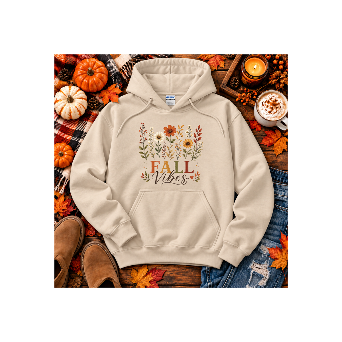 Fall Vibes Floral Hoodie