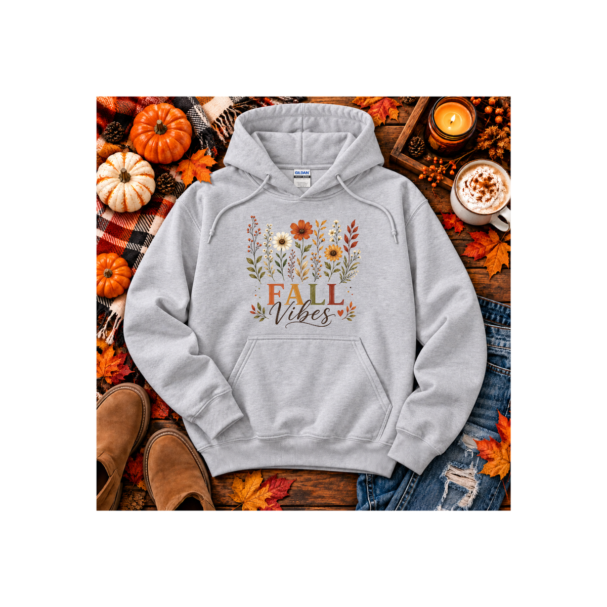Fall Vibes Floral Hoodie