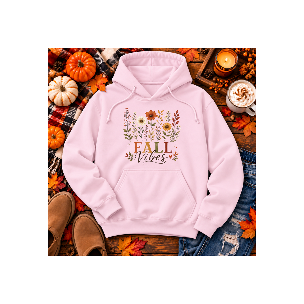 Fall Vibes Floral Hoodie