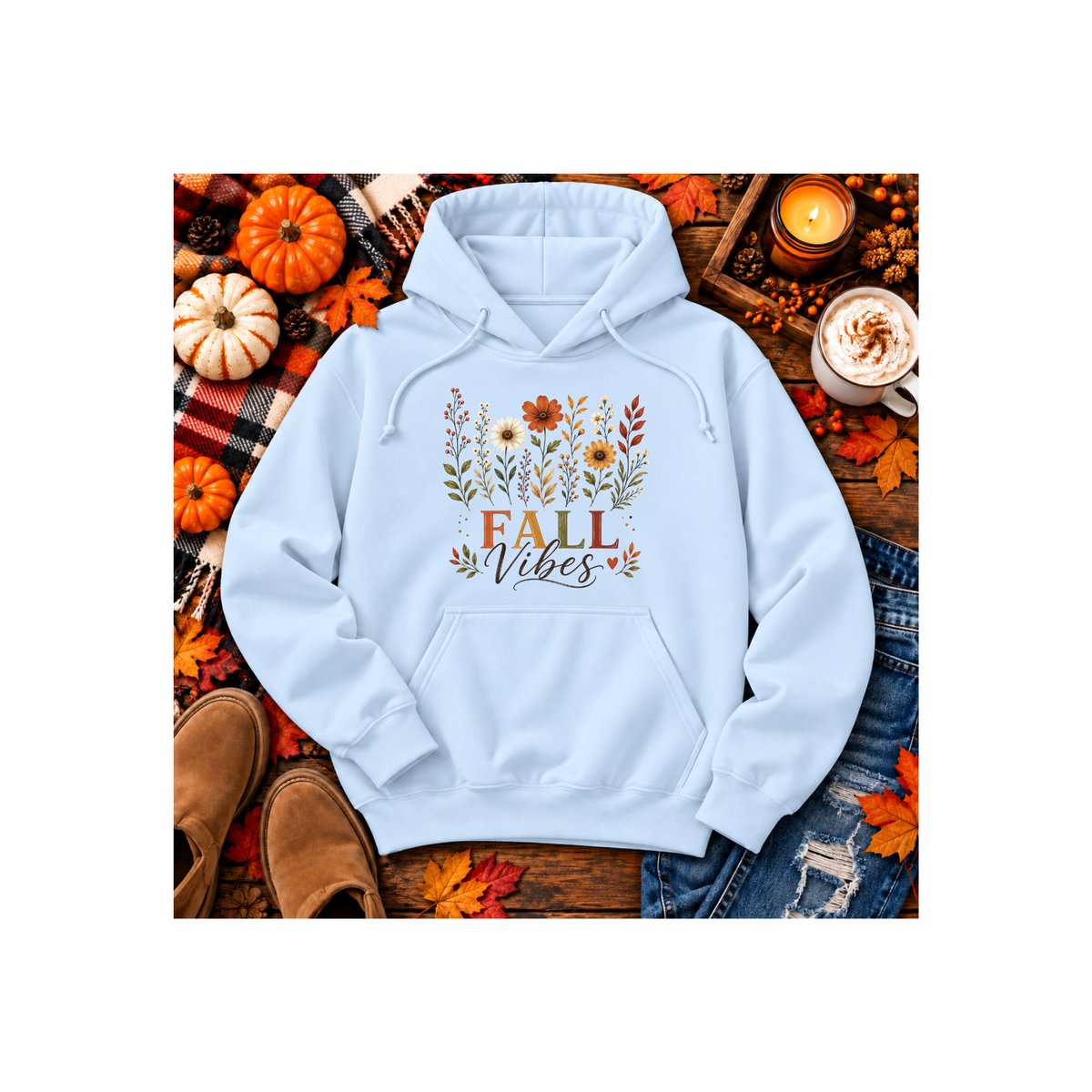 Fall Vibes Floral Hoodie