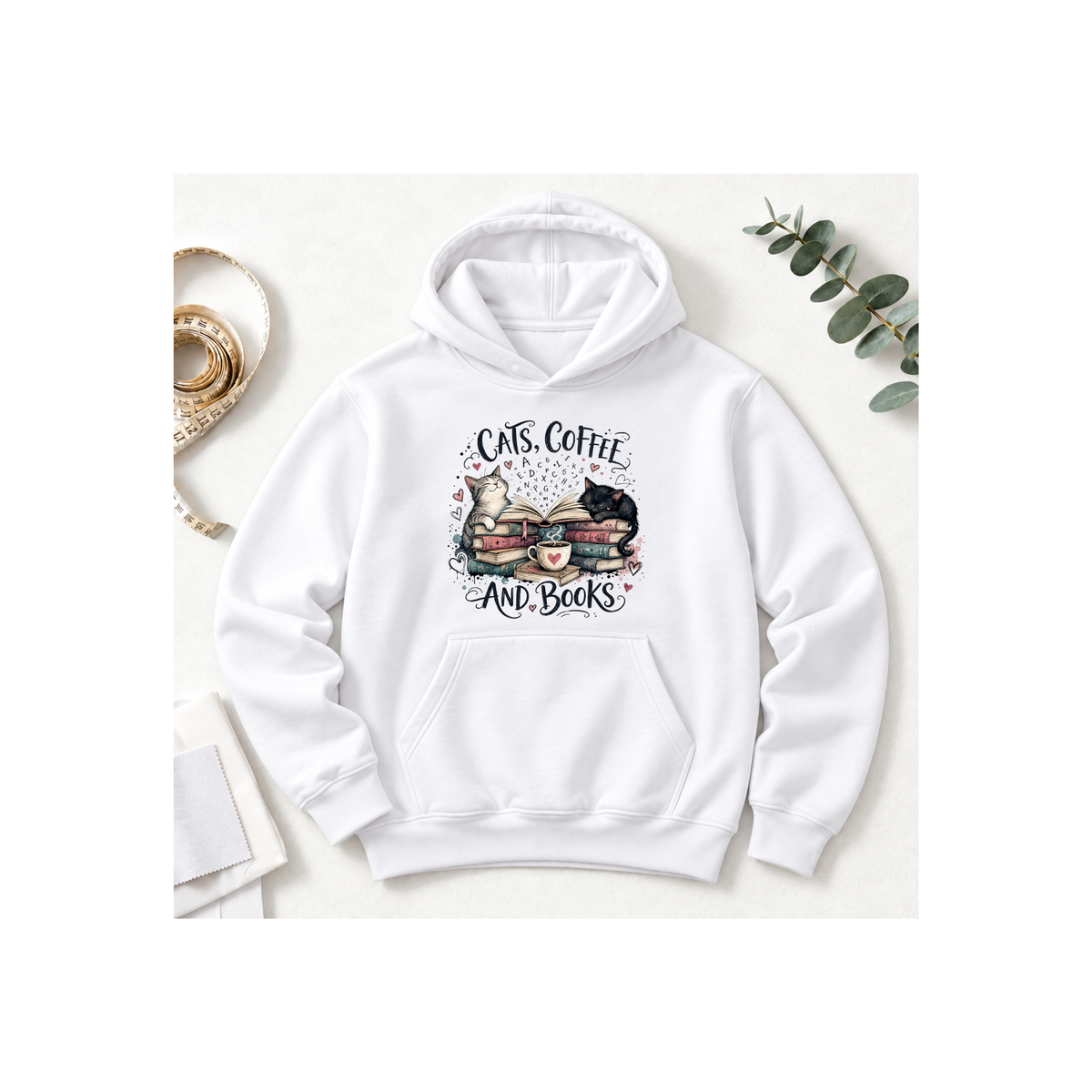 Cats, Coffee and Books Hoodie