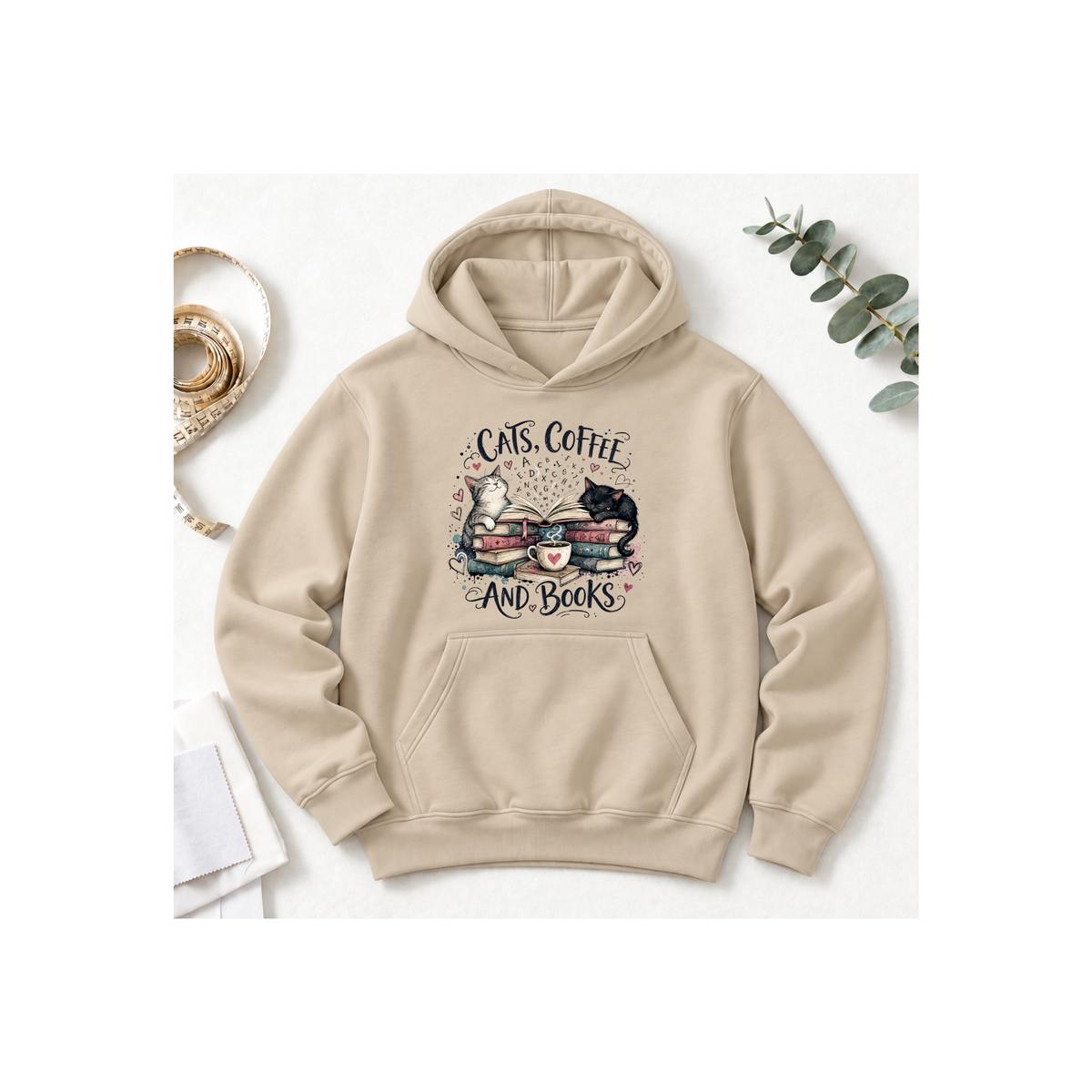 Cats, Coffee and Books Hoodie