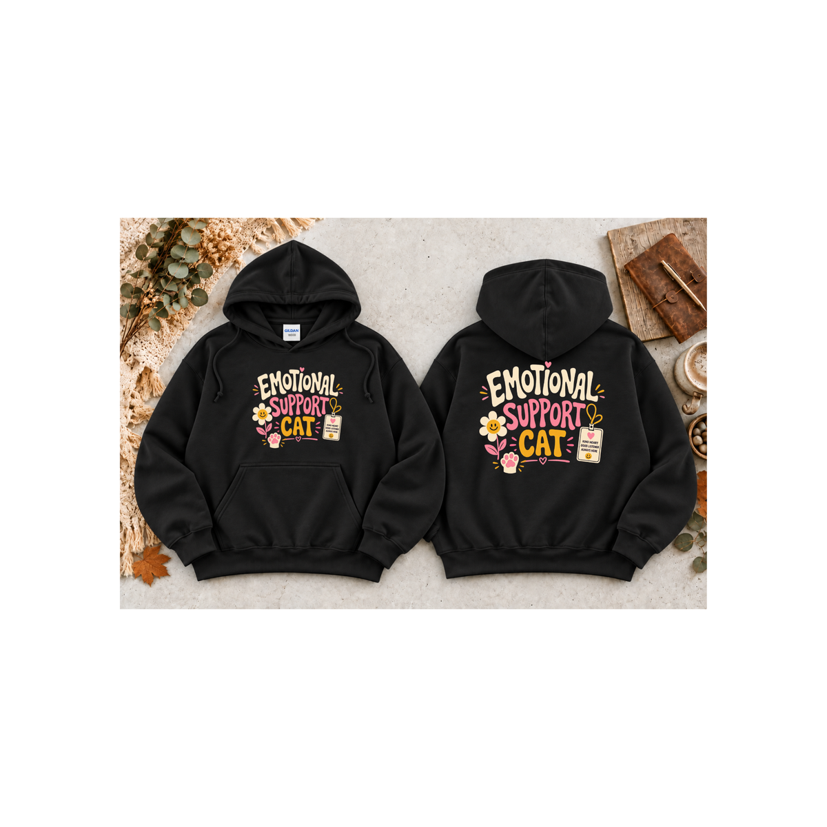 Emotional Support Cat Hoodie (Front & Back Design)
