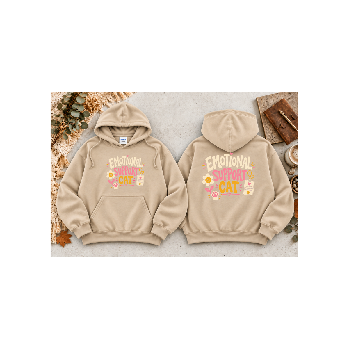 Emotional Support Cat Hoodie (Front & Back Design)
