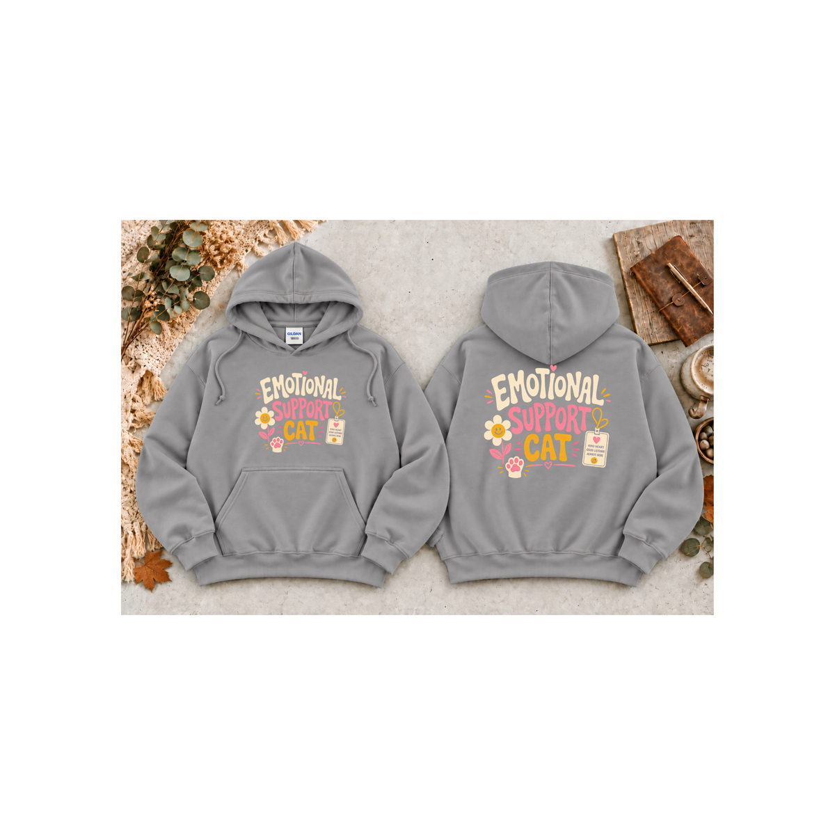 Emotional Support Cat Hoodie (Front & Back Design)