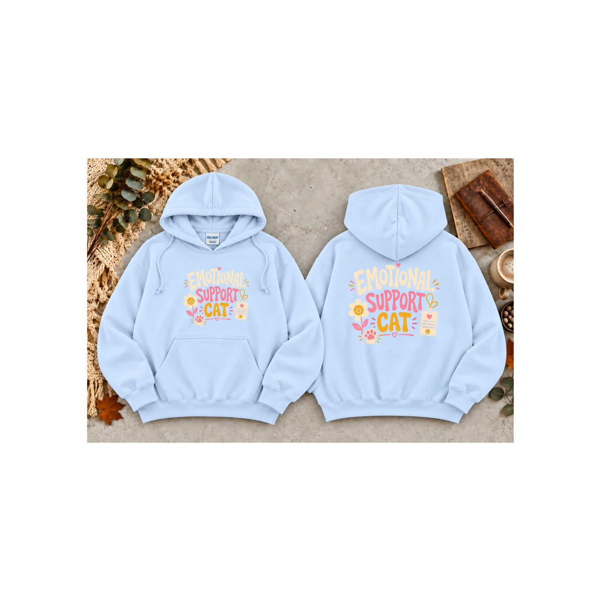 Emotional Support Cat Hoodie (Front & Back Design)