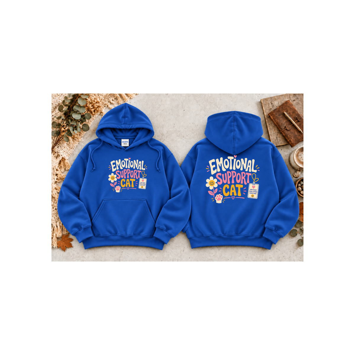 Emotional Support Cat Hoodie (Front & Back Design)