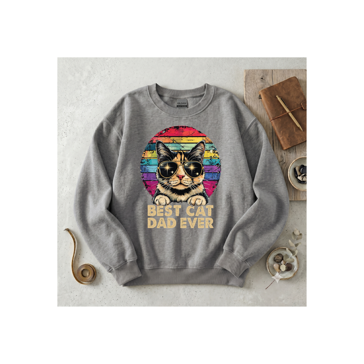 Best Cat Dad Ever Crewneck Sweatshirt