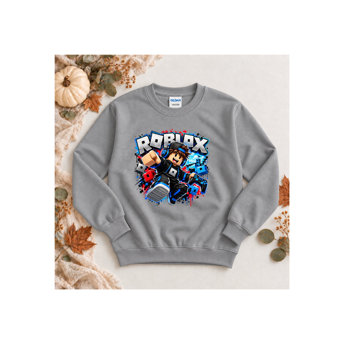 Roblox Action Graphic - Gamer Kids Crewneck Sweatshirt