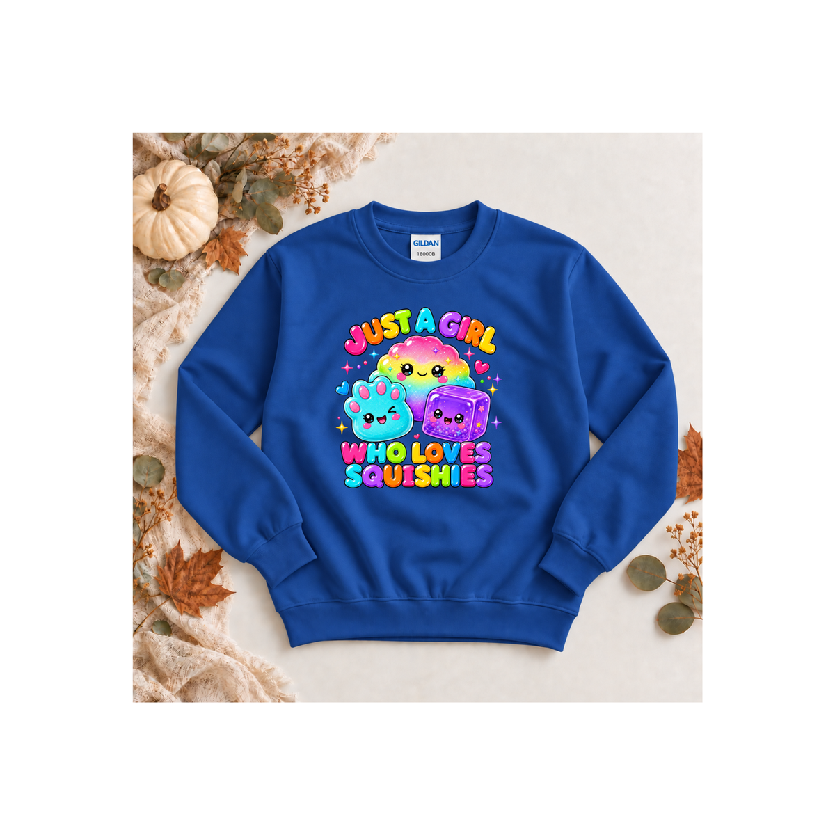 "Just A Girl Who Loves Squishies" Cute Kawaii Squeeze Toy Kids Crewneck Sweatshirt