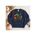 Jurassic Dino Volcano Forest Graphic Kids Crewneck Sweatshirt