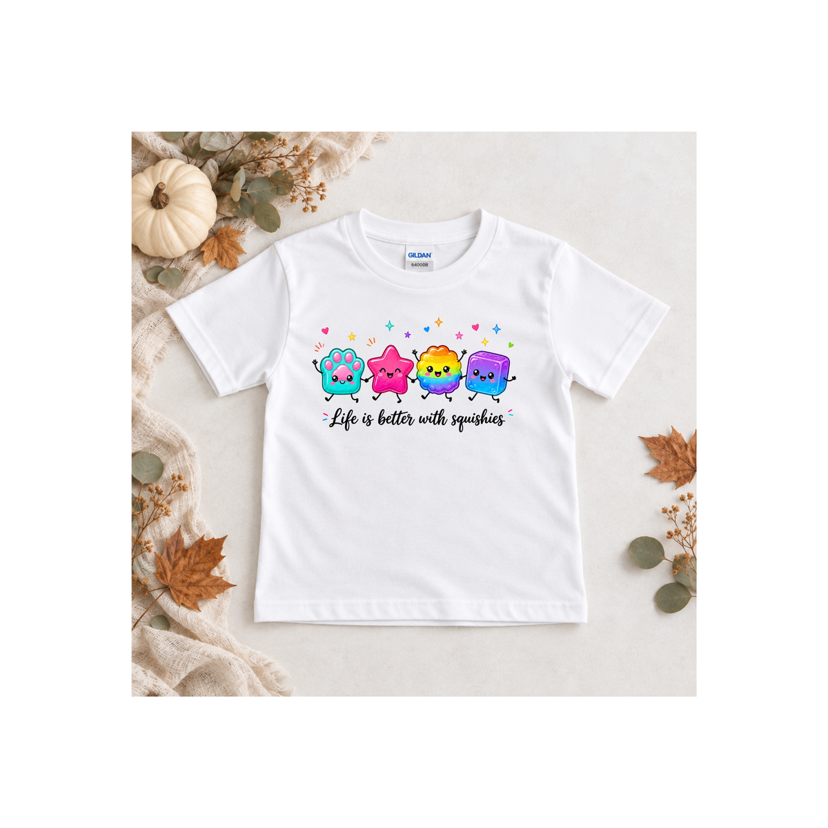 "Life is Better with Squishies" Cute Colorful Squishy Characters Kids T-Shirt
