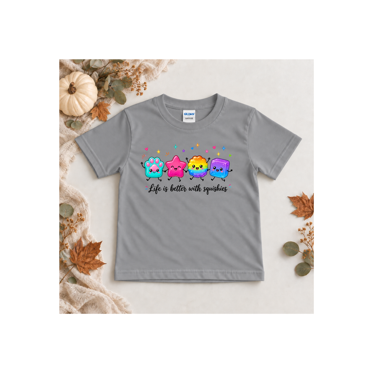 "Life is Better with Squishies" Cute Colorful Squishy Characters Kids T-Shirt