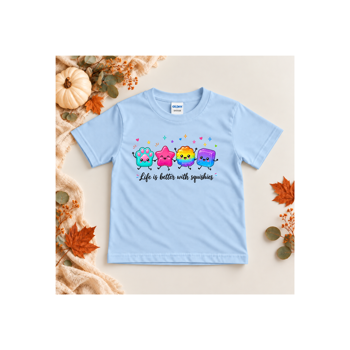 "Life is Better with Squishies" Cute Colorful Squishy Characters Kids T-Shirt