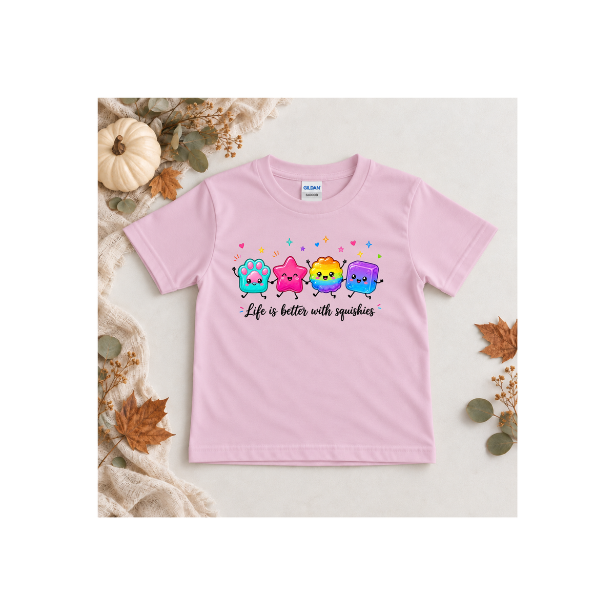 "Life is Better with Squishies" Cute Colorful Squishy Characters Kids T-Shirt