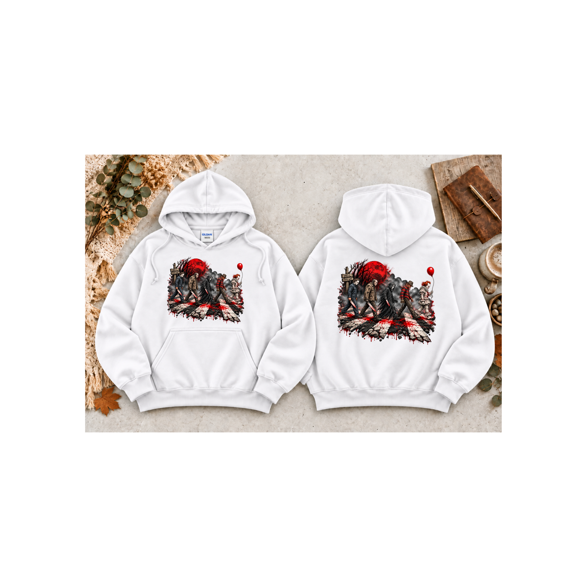 Horror Clowns Parade Hoodie — Bloody Pennywise-Inspired Graphic Hoodie