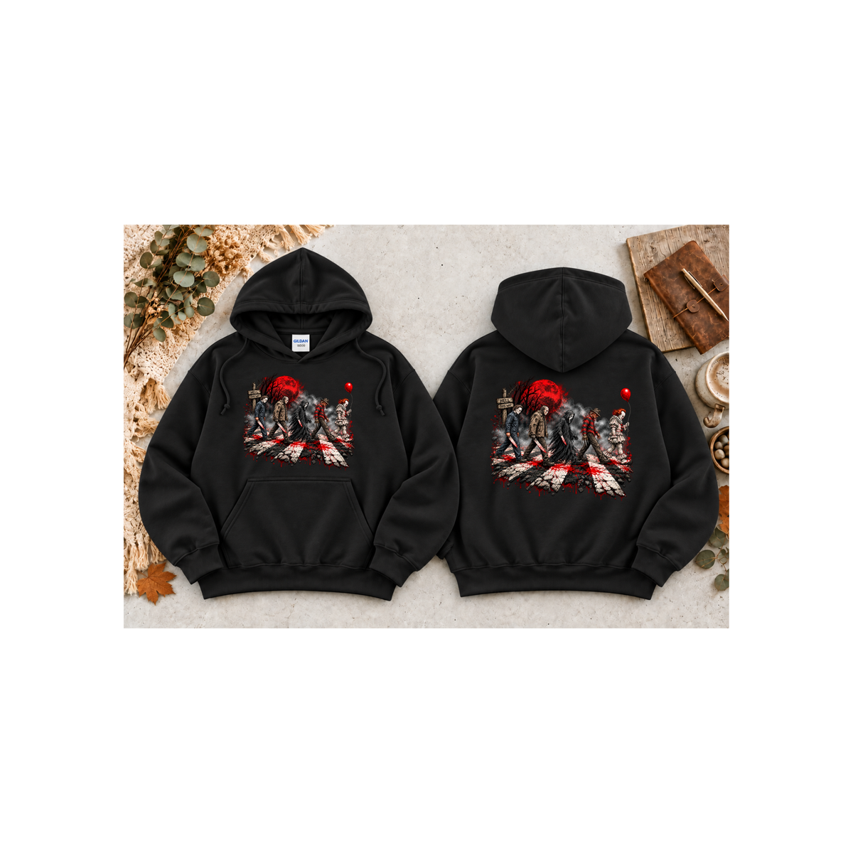 Horror Clowns Parade Hoodie — Bloody Pennywise-Inspired Graphic Hoodie