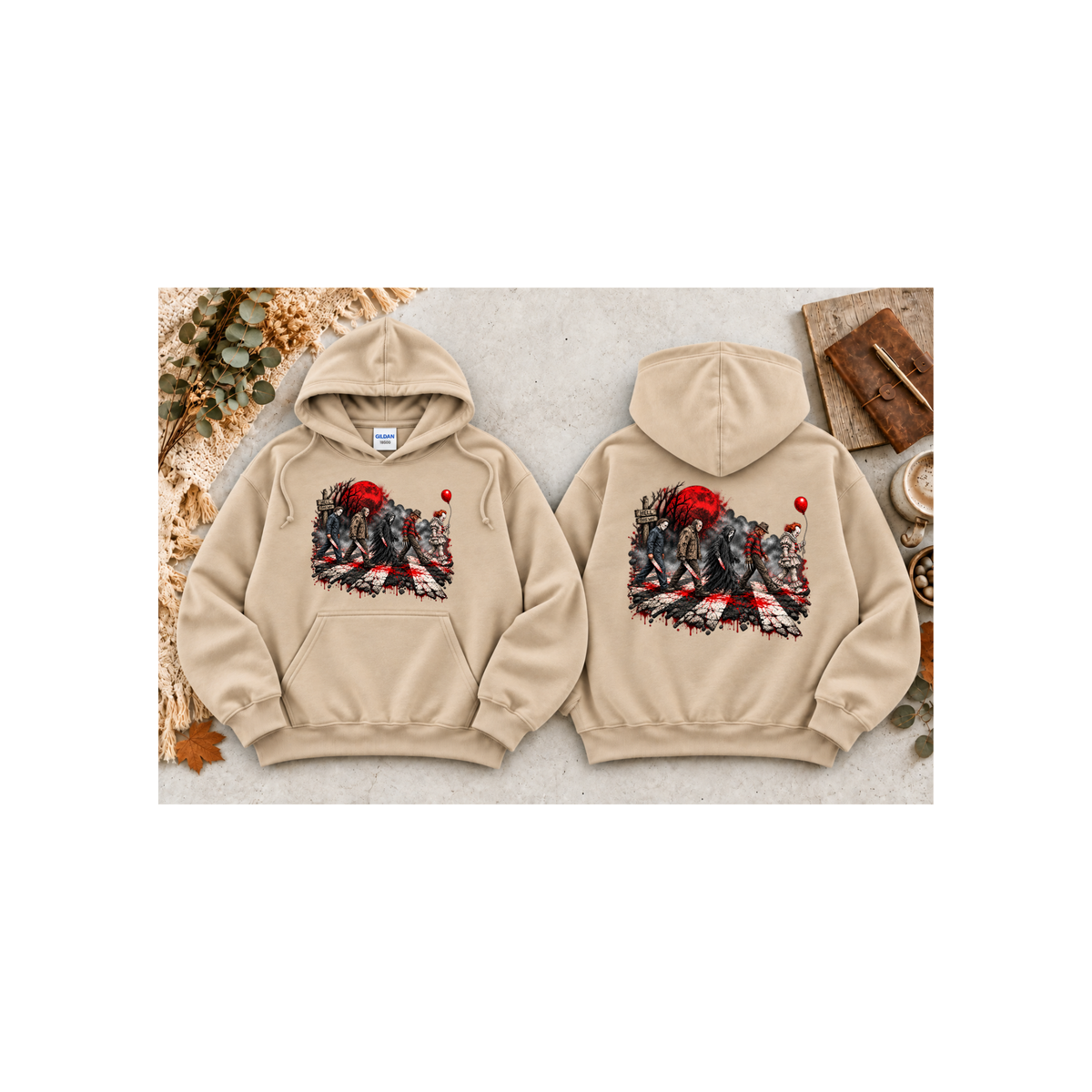 Horror Clowns Parade Hoodie — Bloody Pennywise-Inspired Graphic Hoodie