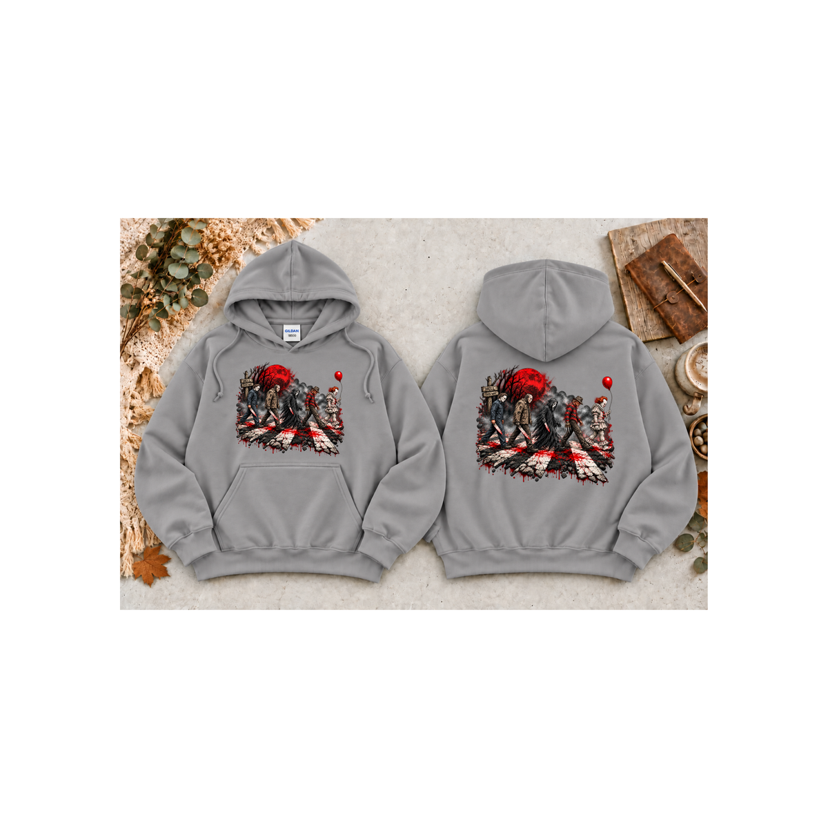 Horror Clowns Parade Hoodie — Bloody Pennywise-Inspired Graphic Hoodie