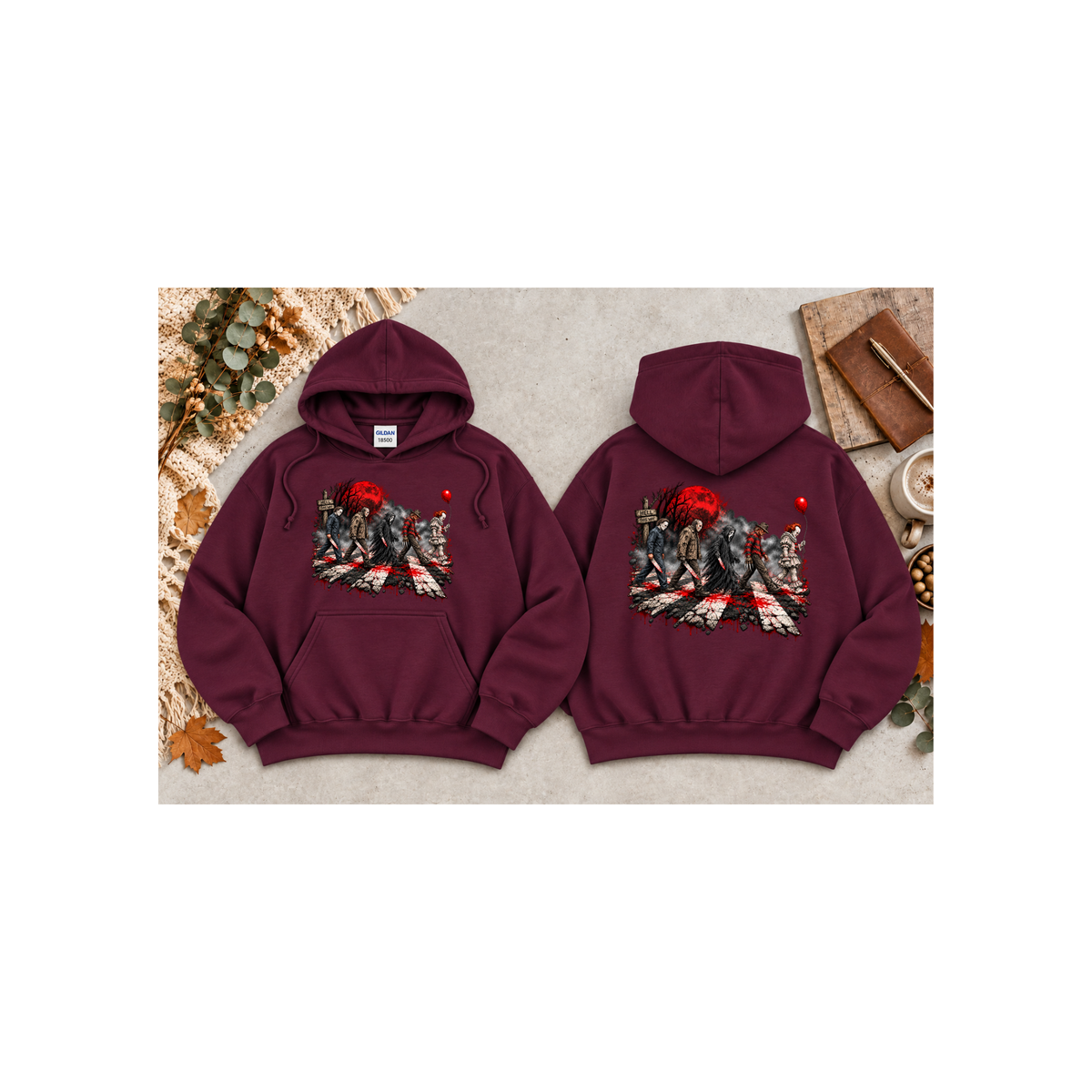 Horror Clowns Parade Hoodie — Bloody Pennywise-Inspired Graphic Hoodie