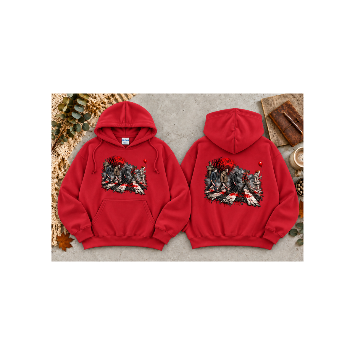 Horror Clowns Parade Hoodie — Bloody Pennywise-Inspired Graphic Hoodie