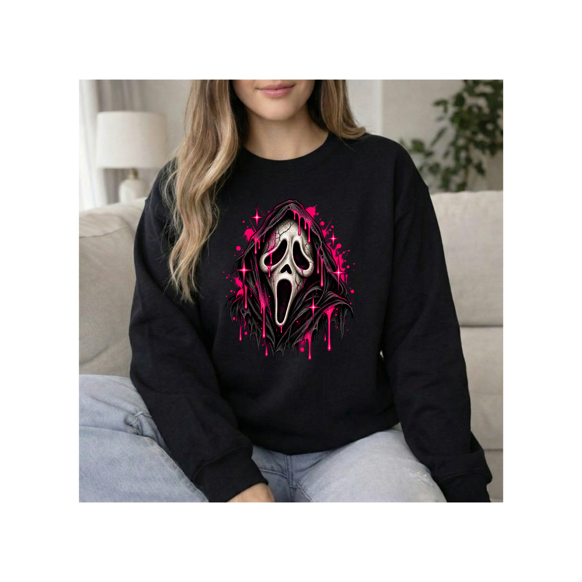 Scream Mask - Neon Drop Horror Graphic Crewneck Sweatshirt