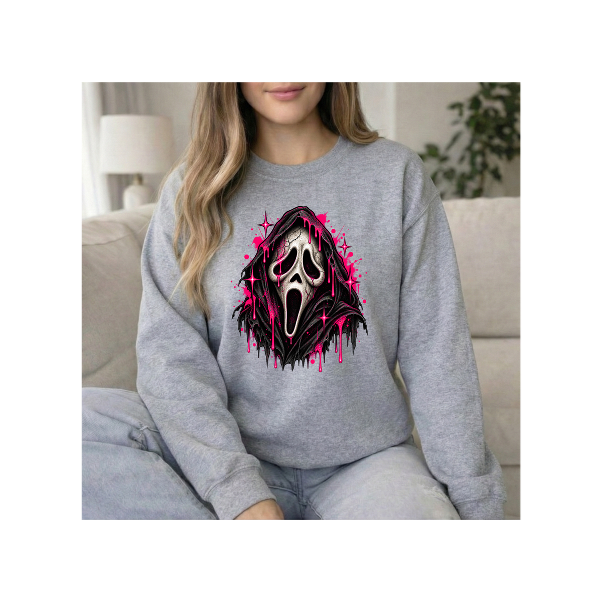 Scream Mask - Neon Drop Horror Graphic Crewneck Sweatshirt