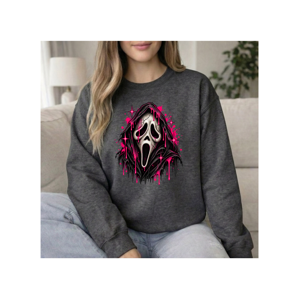 Scream Mask - Neon Drop Horror Graphic Crewneck Sweatshirt