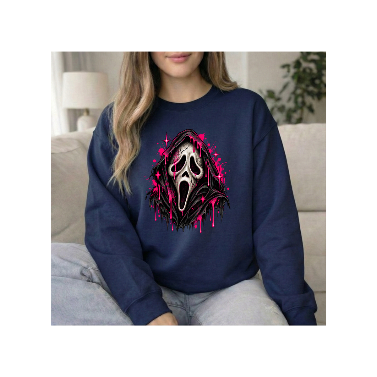 Scream Mask - Neon Drop Horror Graphic Crewneck Sweatshirt