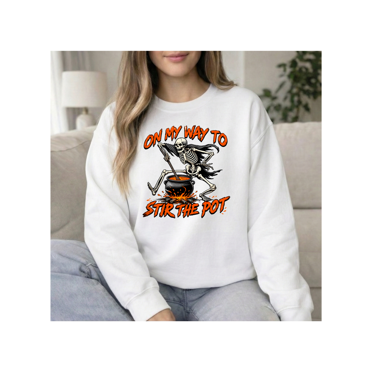Halloween Skeleton 'Stir the Pot' Crewneck Sweatshirt