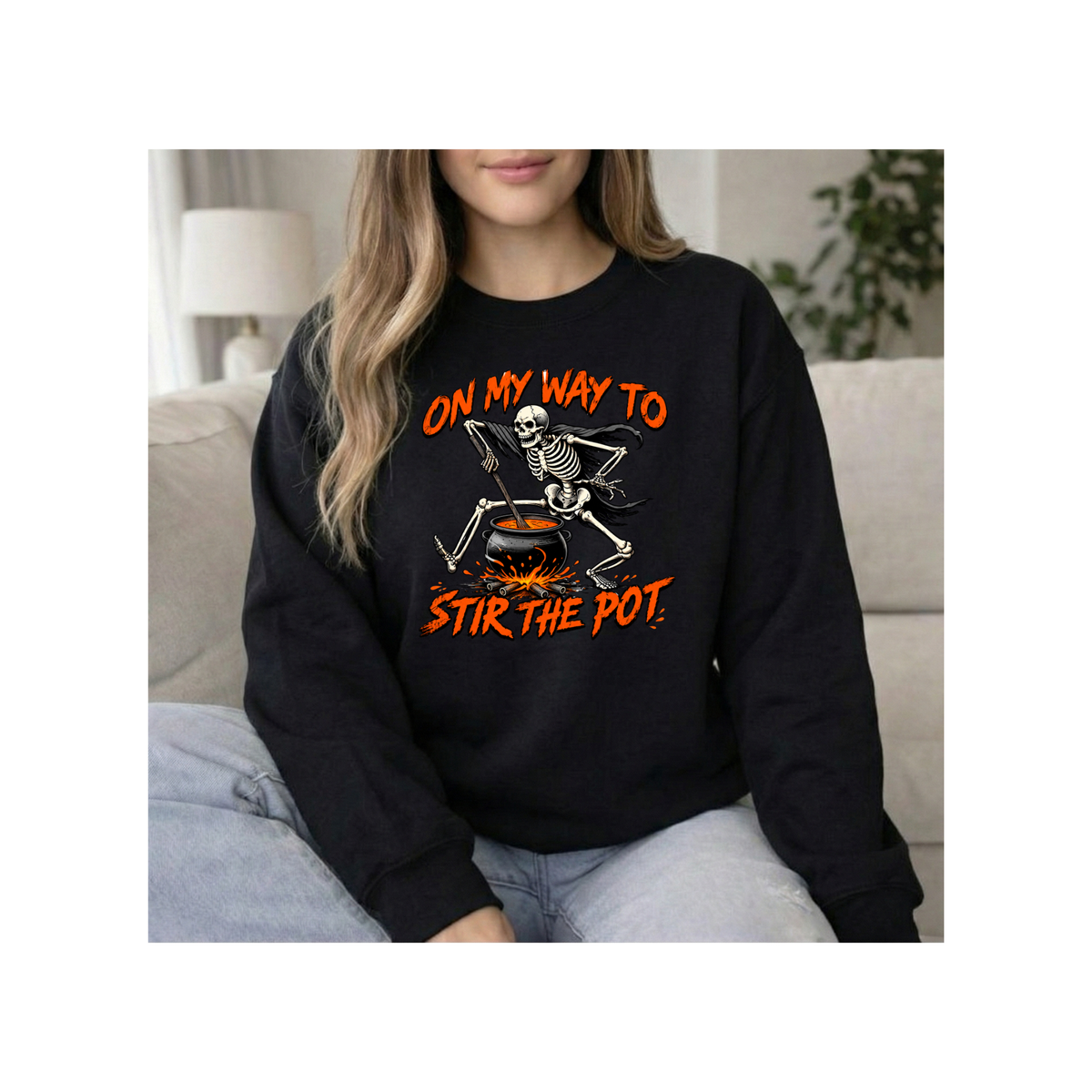 Halloween Skeleton 'Stir the Pot' Crewneck Sweatshirt