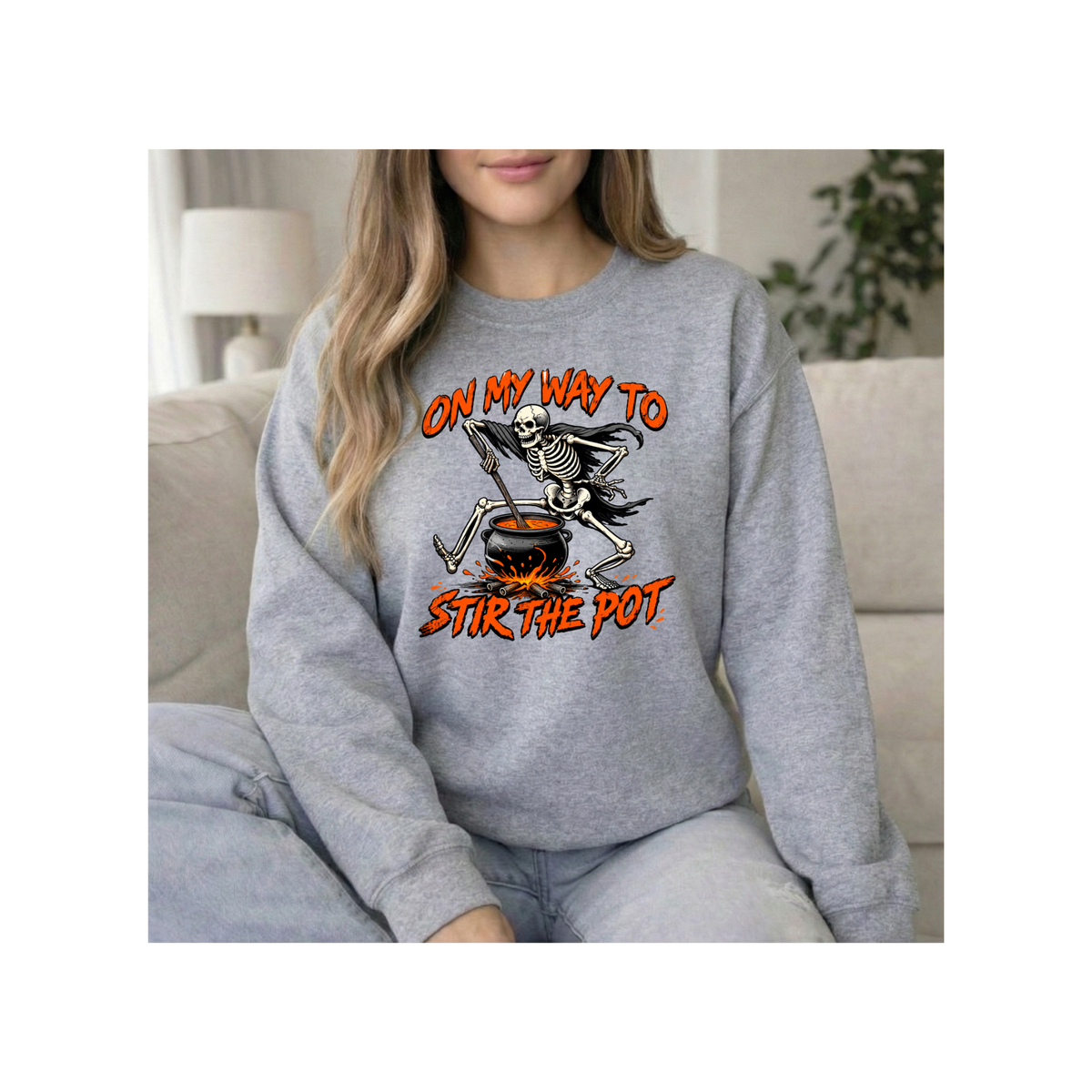 Halloween Skeleton 'Stir the Pot' Crewneck Sweatshirt