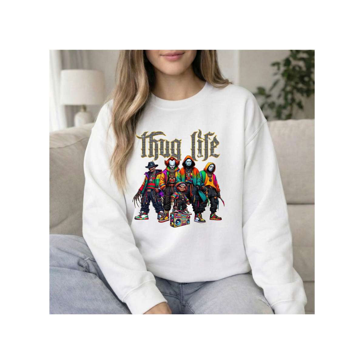 Horror Clown Crew Graphic Crewneck Sweatshirt