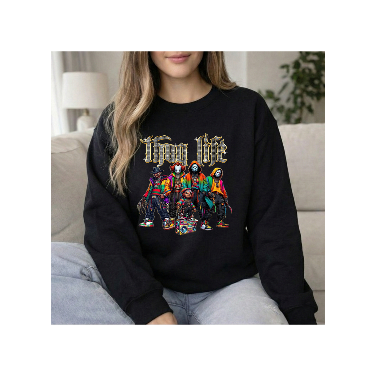 Horror Clown Crew Graphic Crewneck Sweatshirt