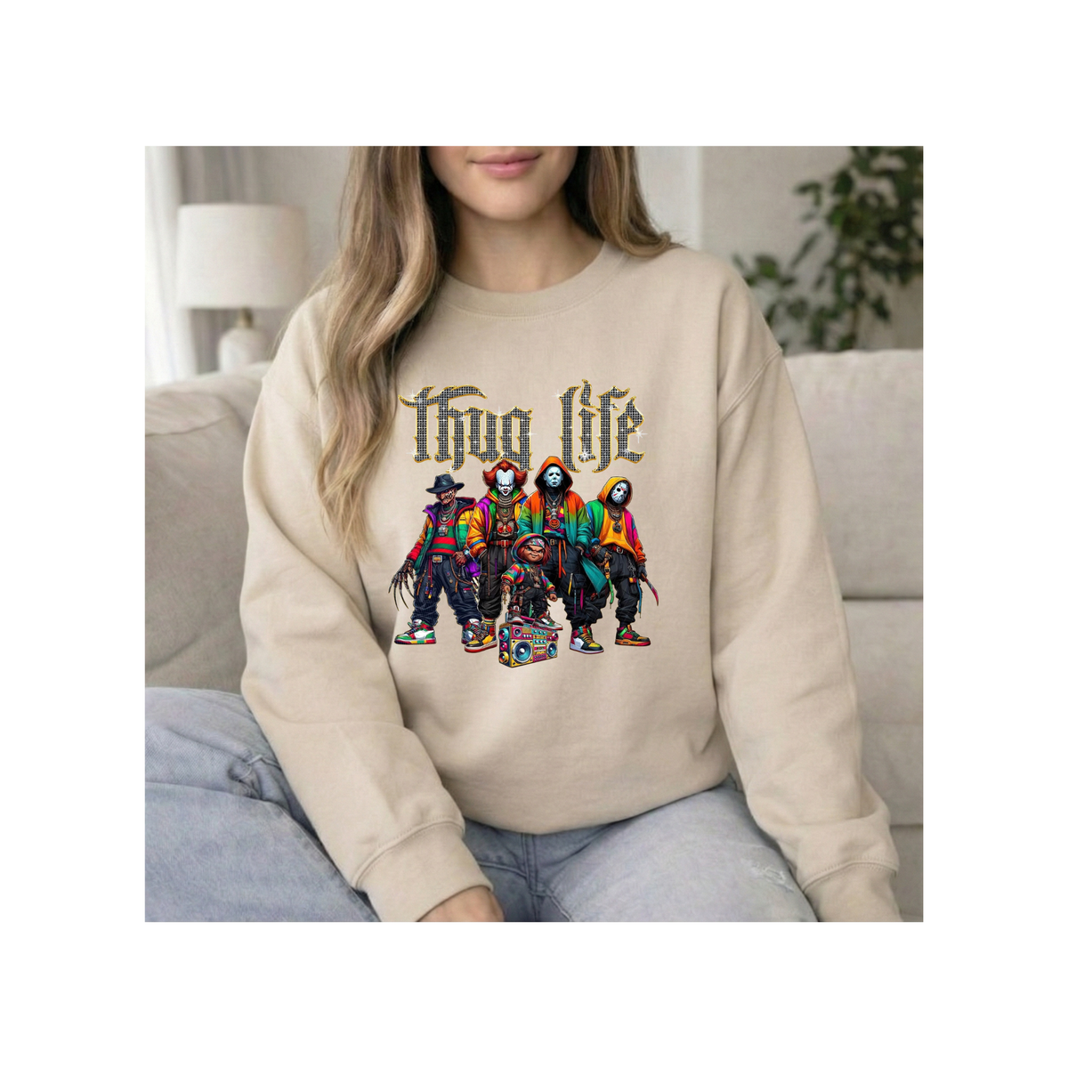 Horror Clown Crew Graphic Crewneck Sweatshirt