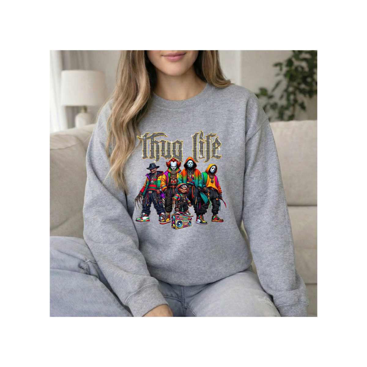 Horror Clown Crew Graphic Crewneck Sweatshirt