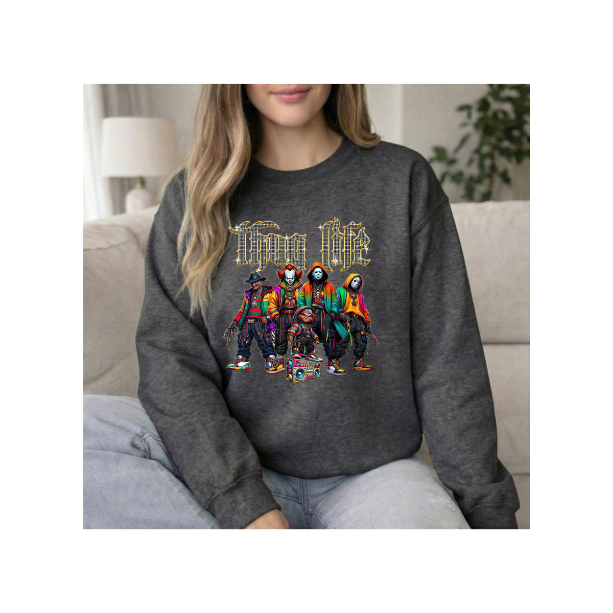 Horror Clown Crew Graphic Crewneck Sweatshirt