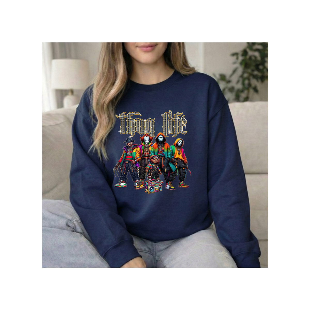 Horror Clown Crew Graphic Crewneck Sweatshirt