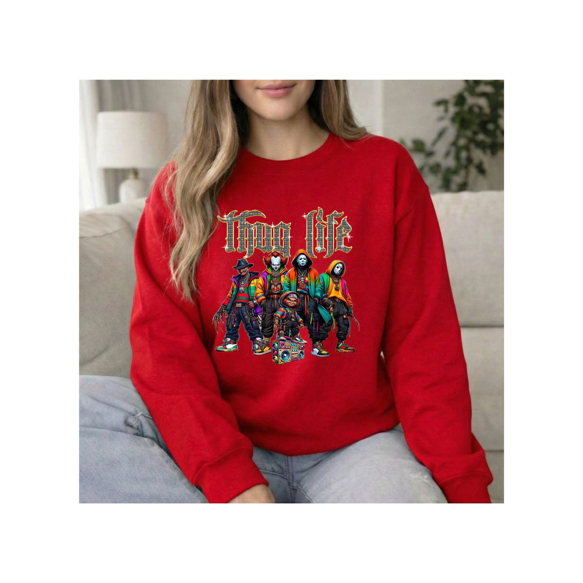 Horror Clown Crew Graphic Crewneck Sweatshirt